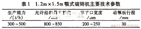 該貴州碎石機(jī)用戶碎石機(jī)設(shè)備的技術(shù)參數(shù)表